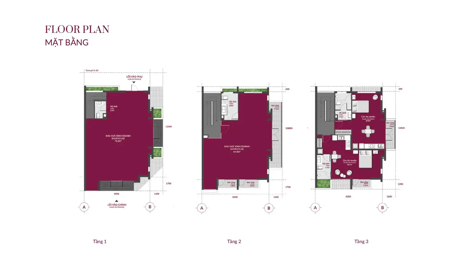 Mặt bằng shophouse special (shophouse đặc biệt) (10-13mx14m)